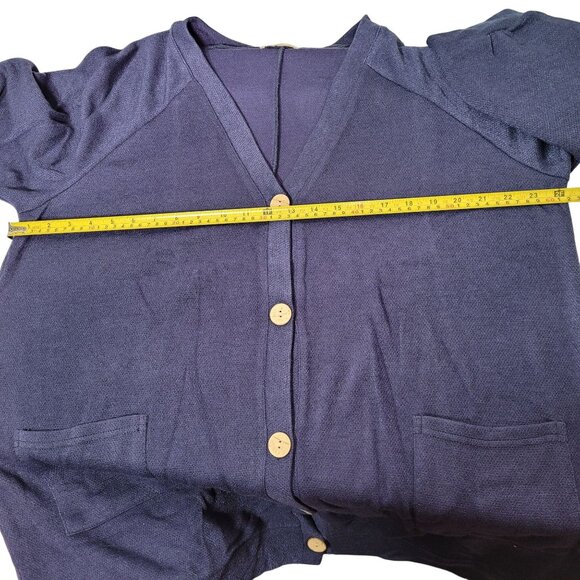 Larace Women Plus Size Long Sleeve Button Down Cardigan With Pockets - Navy Blue - Picture 9 of 10